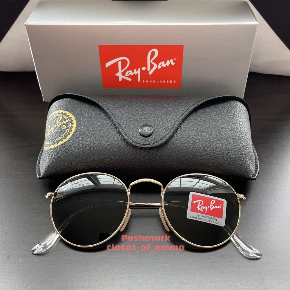 RayBan Round Metal  RB3447 Golden Frame NEW Unisex